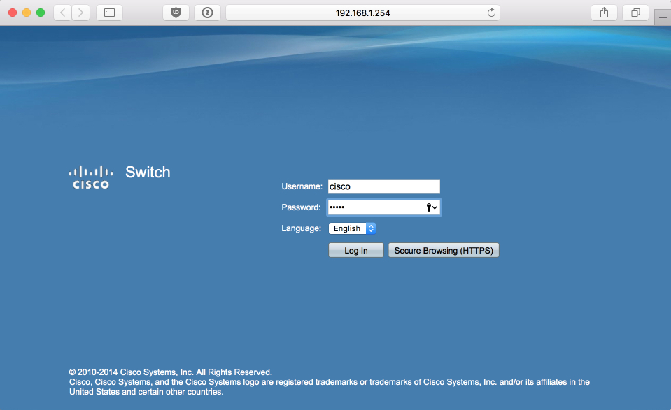Login page