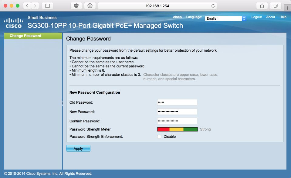 Update default password